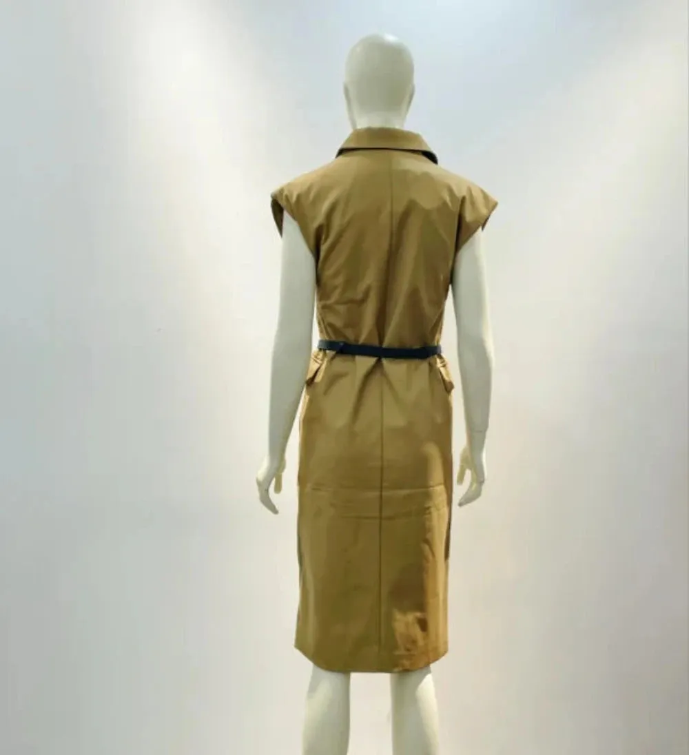 Trend4us Women's Chic Sleeveless Belted Trench Dress