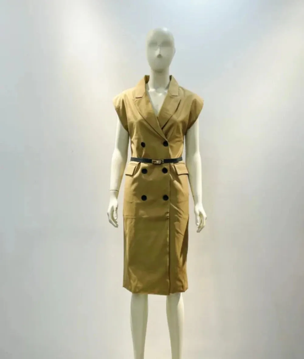 Trend4us Women's Chic Sleeveless Belted Trench Dress