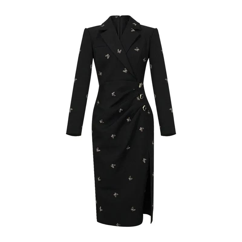 Trend4us Women's Embroidered Butterfly Blazer Dress