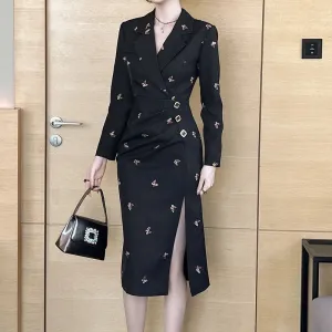 Trend4us Women's Embroidered Butterfly Blazer Dress