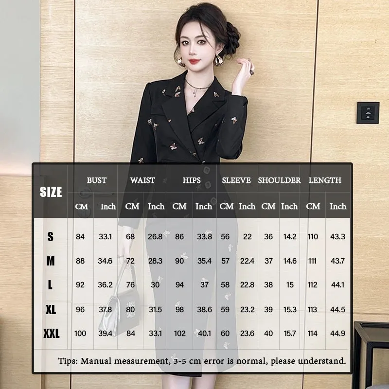 Trend4us Women's Embroidered Butterfly Blazer Dress
