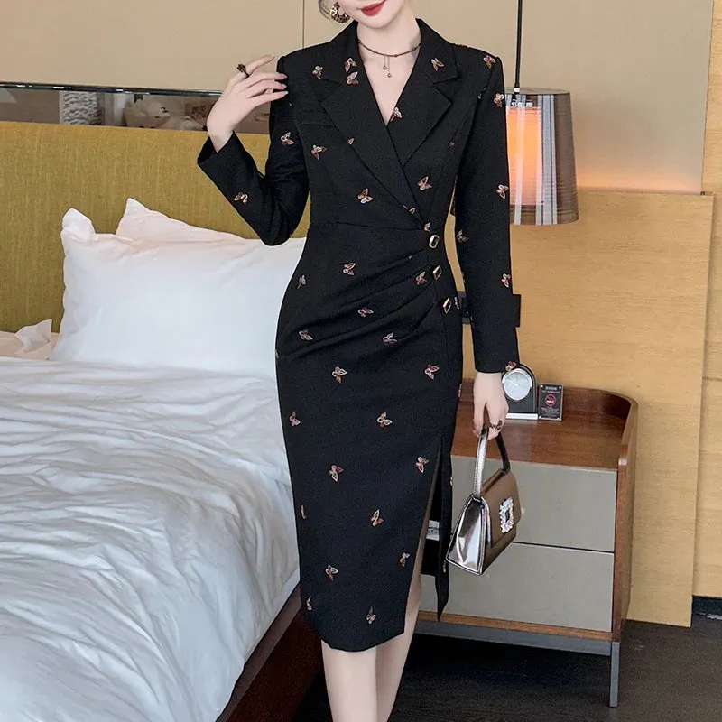 Trend4us Women's Embroidered Butterfly Blazer Dress