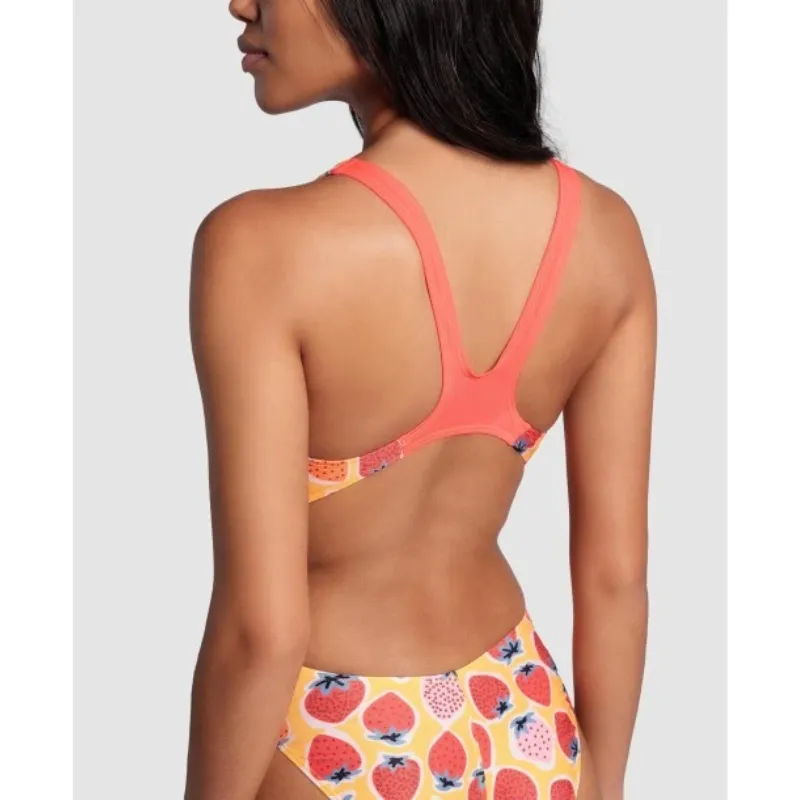 WOMEN'S ARENA SWIMSUIT STRAWBERRY TECH BACK - FLUO RED/ORANGE MULTI